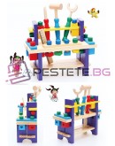 Детска дървена работилница с инструменти